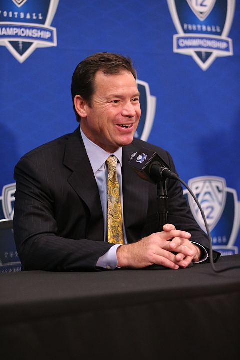 121129 Pac-12 Fri SA-026.JPG - Nov 29, 2012; Stanford, CA, USA; UCLA coach Jim Mora at the press conference prior to the 2012 Pac-12 championship at Stanford Stadium.